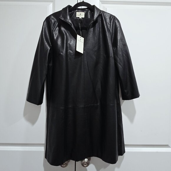 New! Tuckernuck - M - Black Leather Clifton Mini Dress - Picture 8 of 13